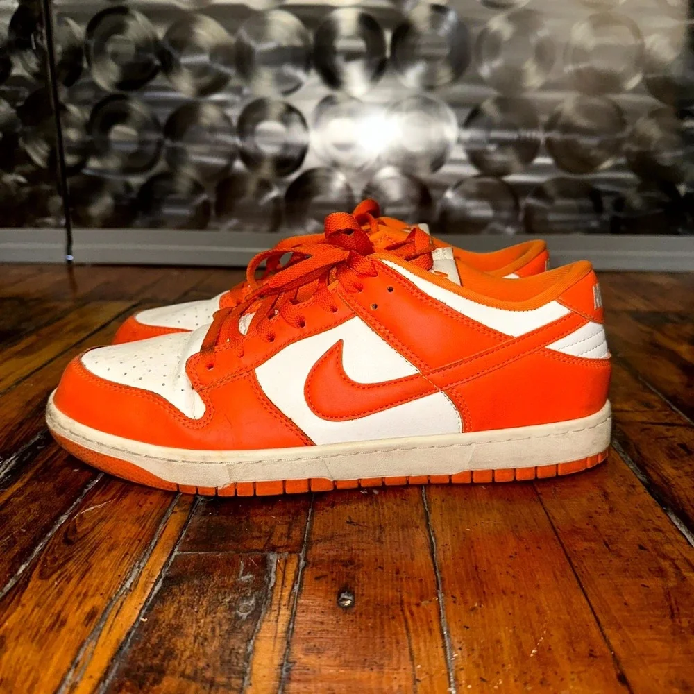 Nike Dunk Low SP Syracuse Sneakers Men's Size 12 Orange White Leather Lace Up